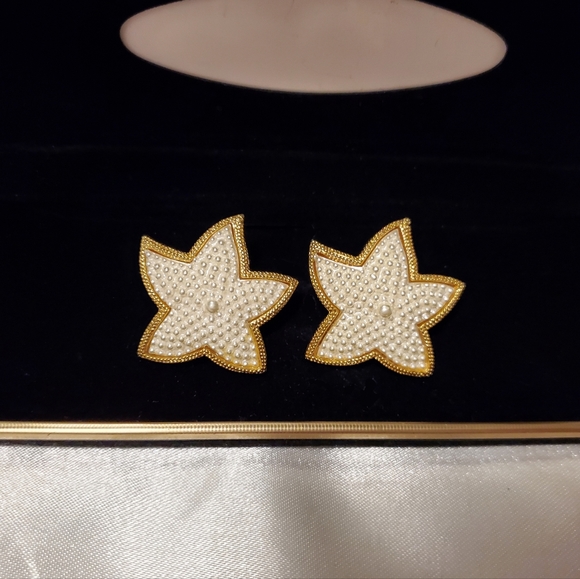 Vintage Earrings Sea Star, Vintage Earrings Clip On, Chunky Earrings - Picture 5 of 7